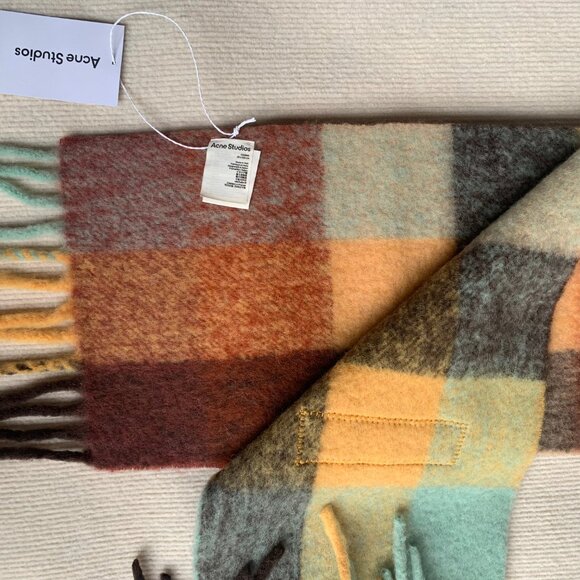 Acne Studios Checked Fringe Scarf - Picture 4 of 5